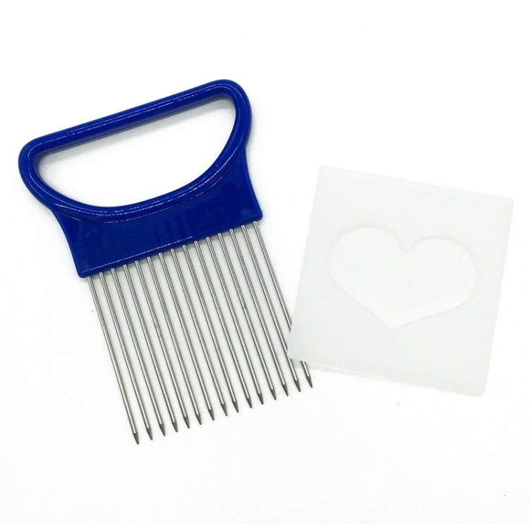 Stainless Steel Vegetable Onion Cutter Holder Meat Needle Kitchen Tools(Blue)