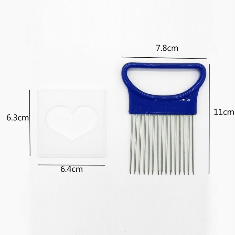 Stainless Steel Vegetable Onion Cutter Holder Meat Needle Kitchen Tools(Blue)