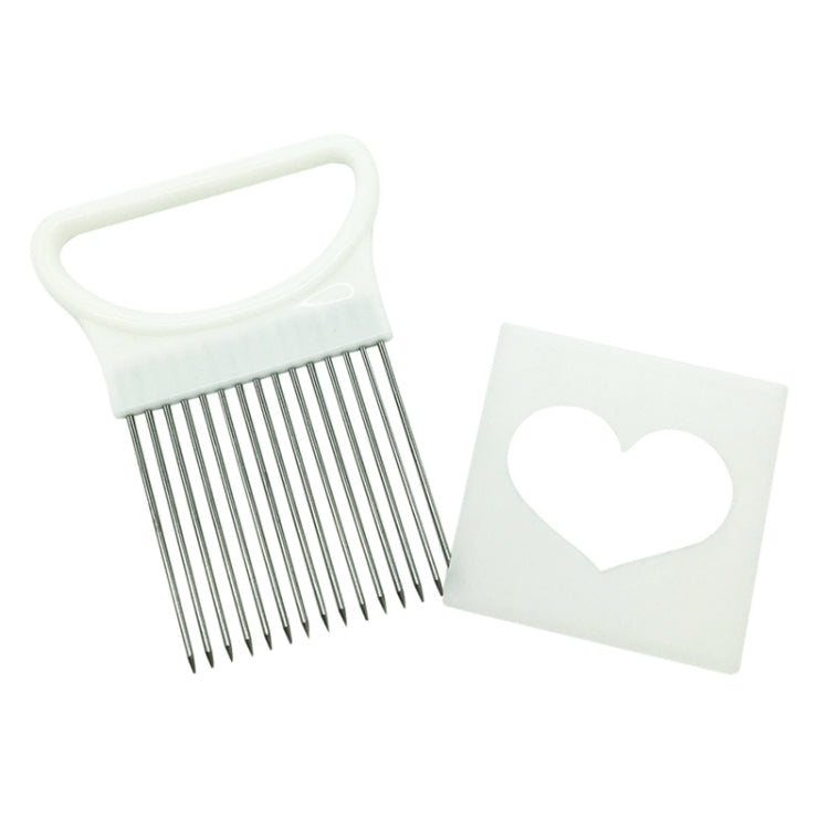 Stainless Steel Vegetable Onion Cutter Holder Meat Needle Kitchen Tools(White)