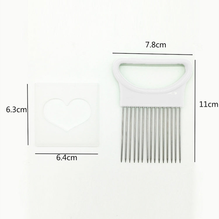 Stainless Steel Vegetable Onion Cutter Holder Meat Needle Kitchen Tools(White)