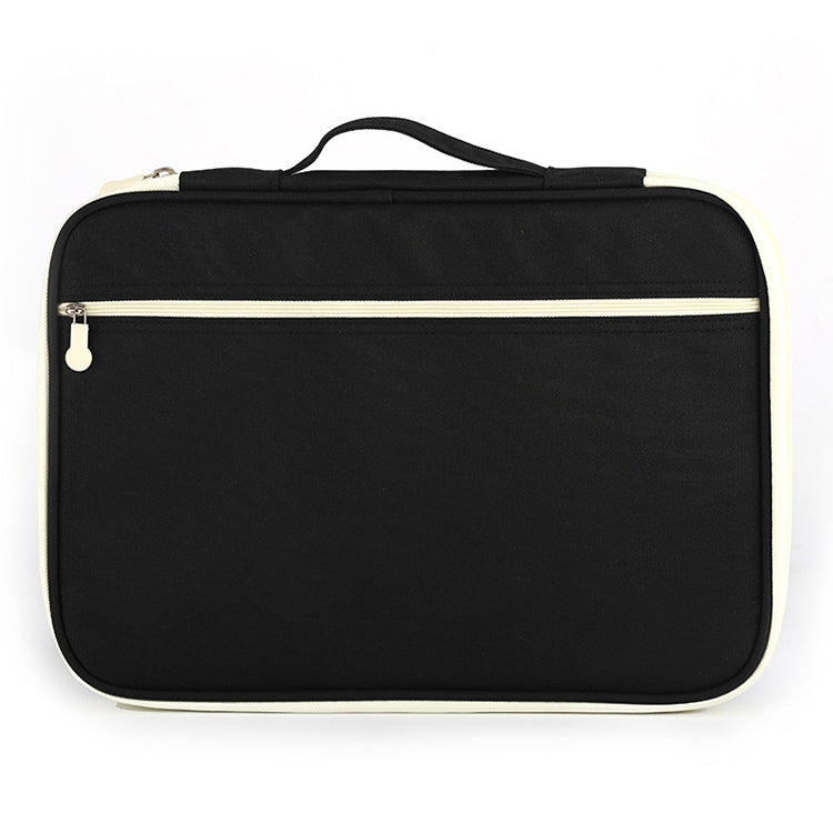 Office Supplies Multi-purpose Zipper Document Folder A4 Storage Bag(Black)