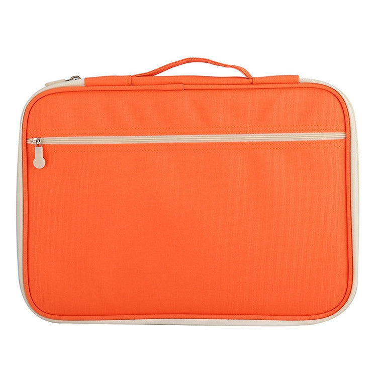 Office Supplies Multi-purpose Zipper Document Folder A4 Storage Bag(Orange)