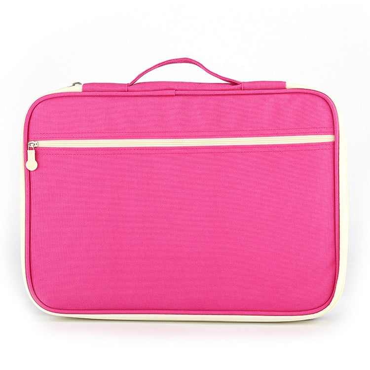Office Supplies Multi-purpose Zipper Document Folder A4 Storage Bag(Pink)