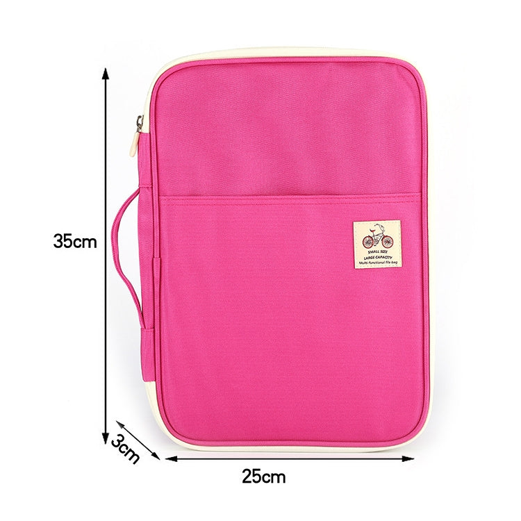 Office Supplies Multi-purpose Zipper Document Folder A4 Storage Bag(Pink)
