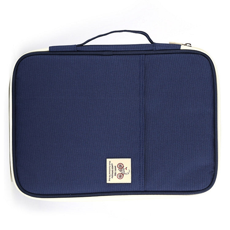 Office Supplies Multi-purpose Zipper Document Folder A4 Storage Bag(Navy Blue)