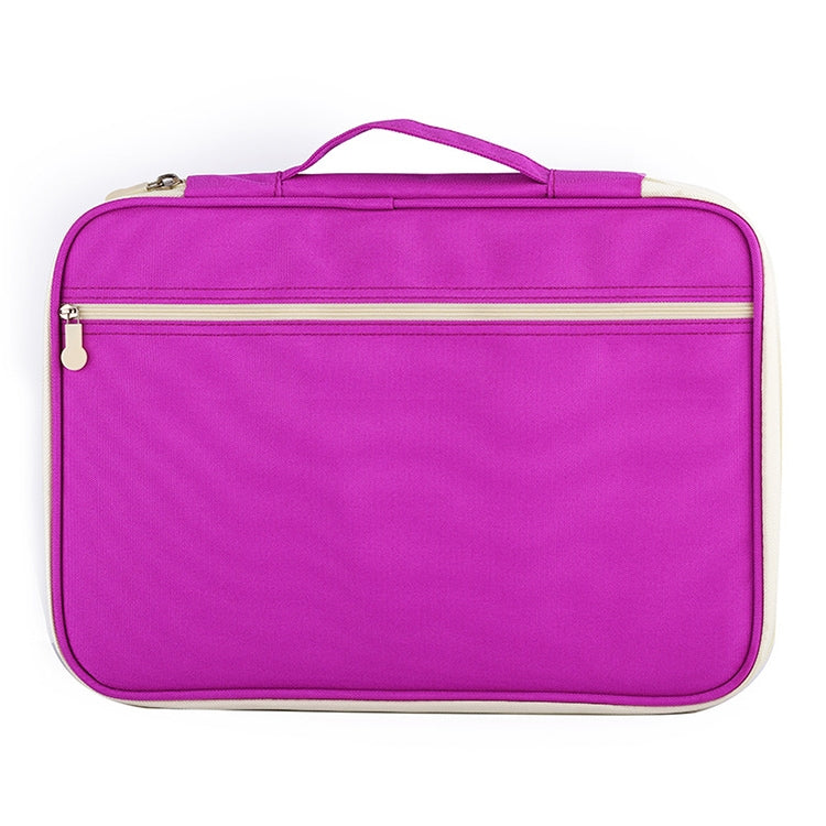 Office Supplies Multi-purpose Zipper Document Folder A4 Storage Bag(Purple)