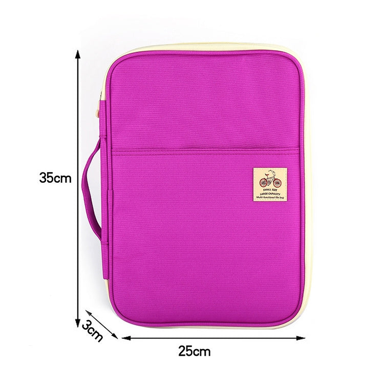 Office Supplies Multi-purpose Zipper Document Folder A4 Storage Bag(Purple)