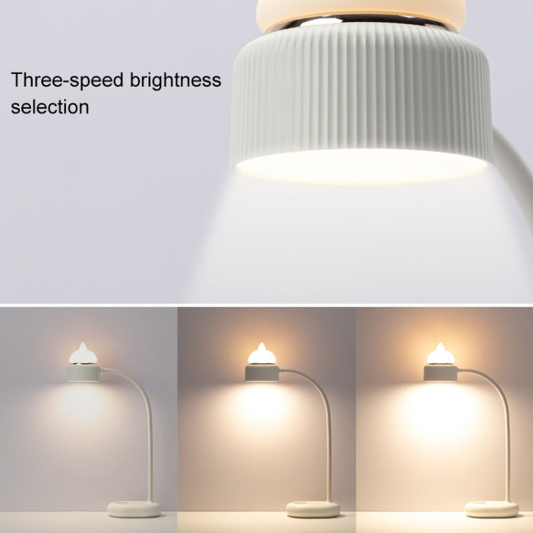 Cat Shape Double Light Source Design LED Desk Night Lamp, Support 3 Brightness Control (White)