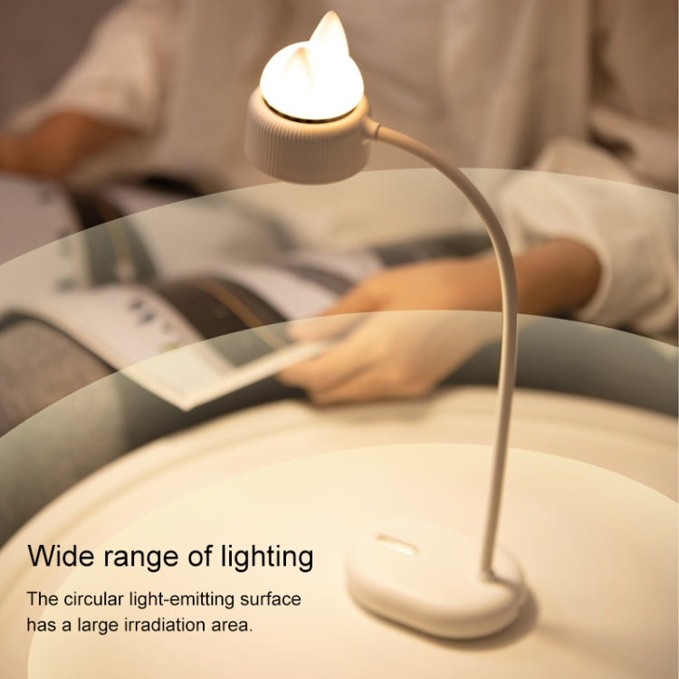 Cat Shape Double Light Source Design LED Desk Night Lamp, Support 3 Brightness Control (White)