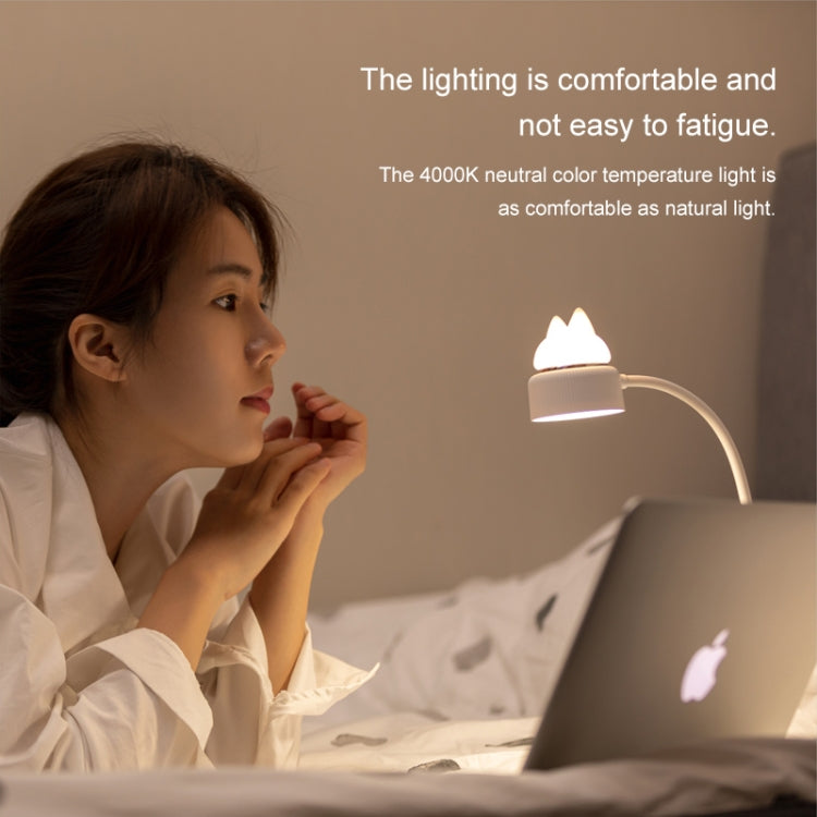 Cat Shape Double Light Source Design LED Desk Night Lamp, Support 3 Brightness Control (White)