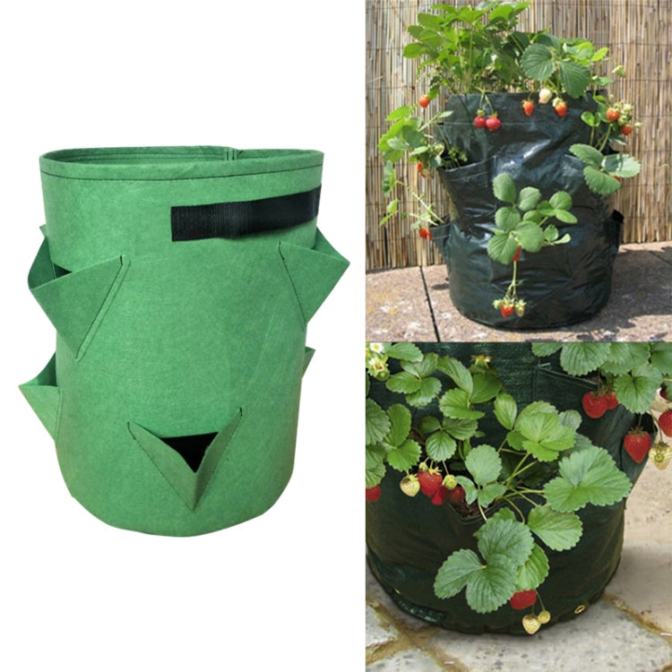 3 Pockets 18L / 5 Gallon Non-woven Felt Strawberry Planting Bag, Size: 23X28cm(Grass Green)
