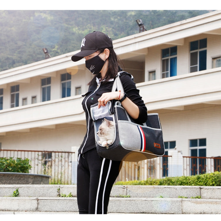 DODOPET Outdoor Portable Oxford Cloth Cat Dog Pet Carrier Bag Handbag Shoulder Bag, Size: 43 x 19 x 26cm (Grey)