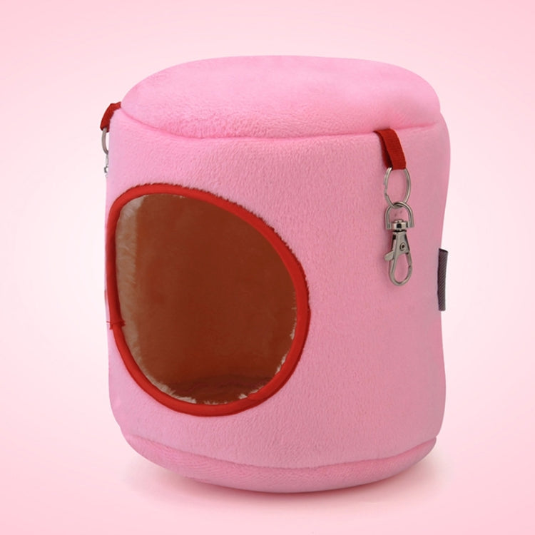 Flannel Cylinder Pet House Warm Hamster Hammock Hanging Bed Small Pets Nest, S, Size:10*9*9cm(Pink)