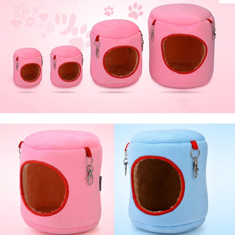 Flannel Cylinder Pet House Warm Hamster Hammock Hanging Bed Small Pets Nest, S, Size:10*9*9cm(Pink)