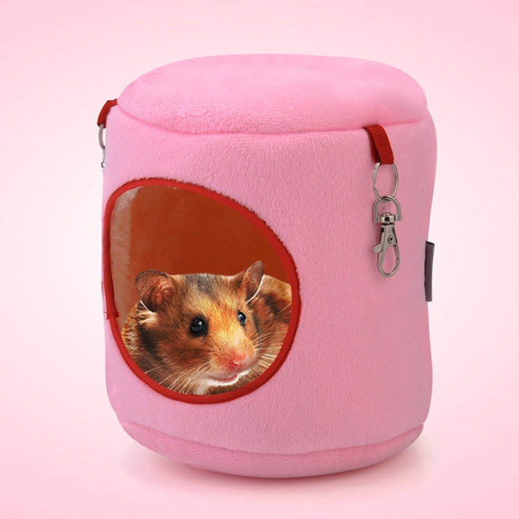 Flannel Cylinder Pet House Warm Hamster Hammock Hanging Bed Small Pets Nest, M, Size:10*12*12cm(Pink)