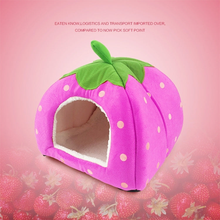Strawberry Shaped Foldable Short Plush Pet House Nest, Size: XS