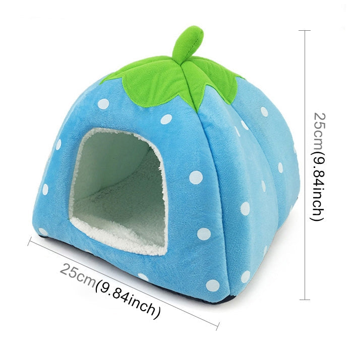 Strawberry Shaped Foldable Short Plush Pet House Nest, Size: XS