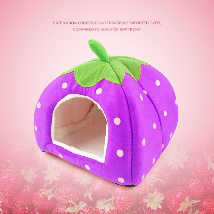 Strawberry Shaped Foldable Short Plush Pet House Nest, Size: XS