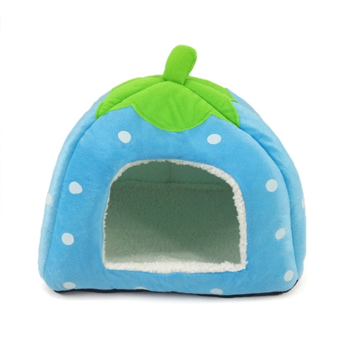 Strawberry Shaped Foldable Short Plush Pet House Nest, Size: S(Blue)
