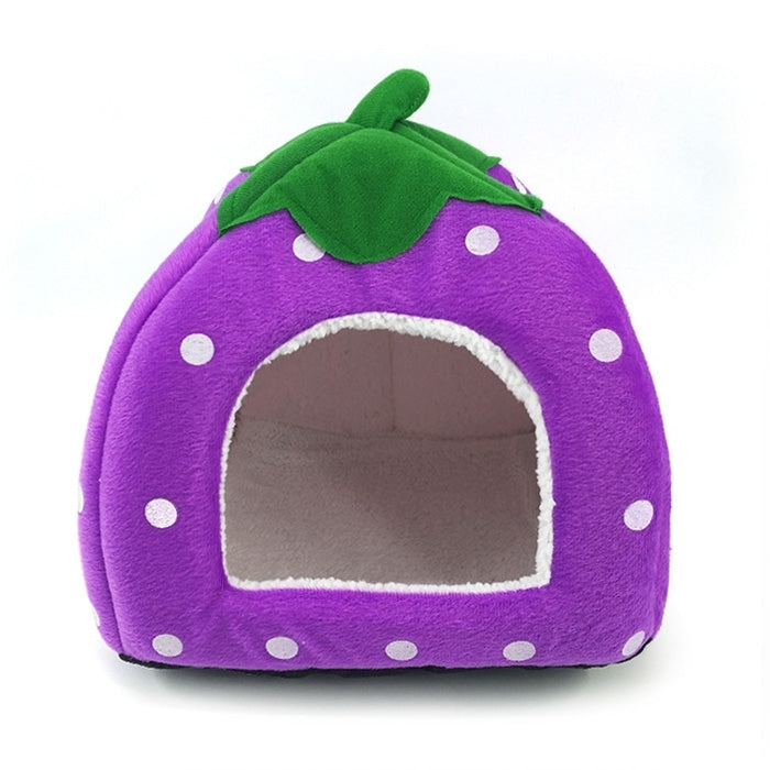 Strawberry Shaped Foldable Short Plush Pet House Nest, Size: S(Purple)