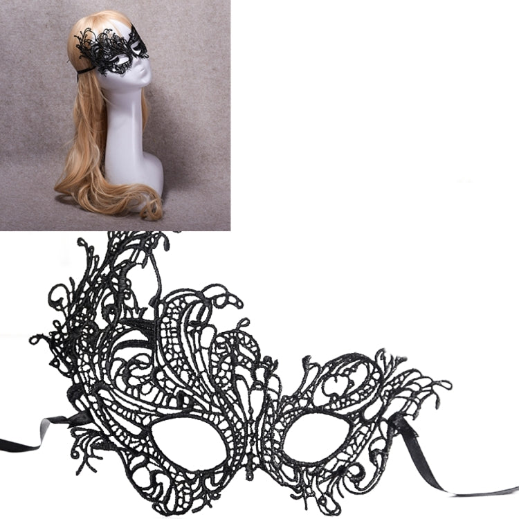 Halloween Masquerade Party Dance Sexy Lady Lace Phoenix Mask(Black)