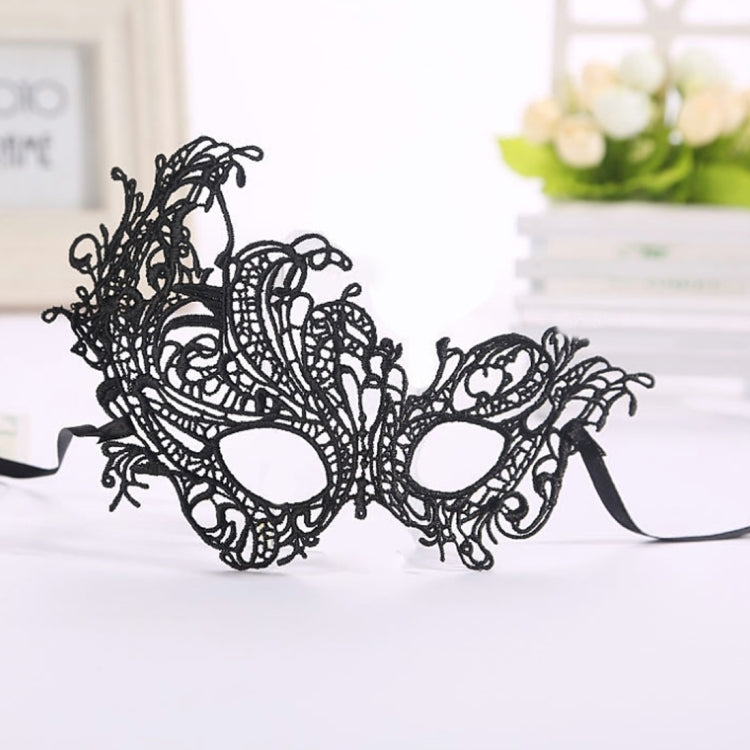 Halloween Masquerade Party Dance Sexy Lady Lace Phoenix Mask(Black)