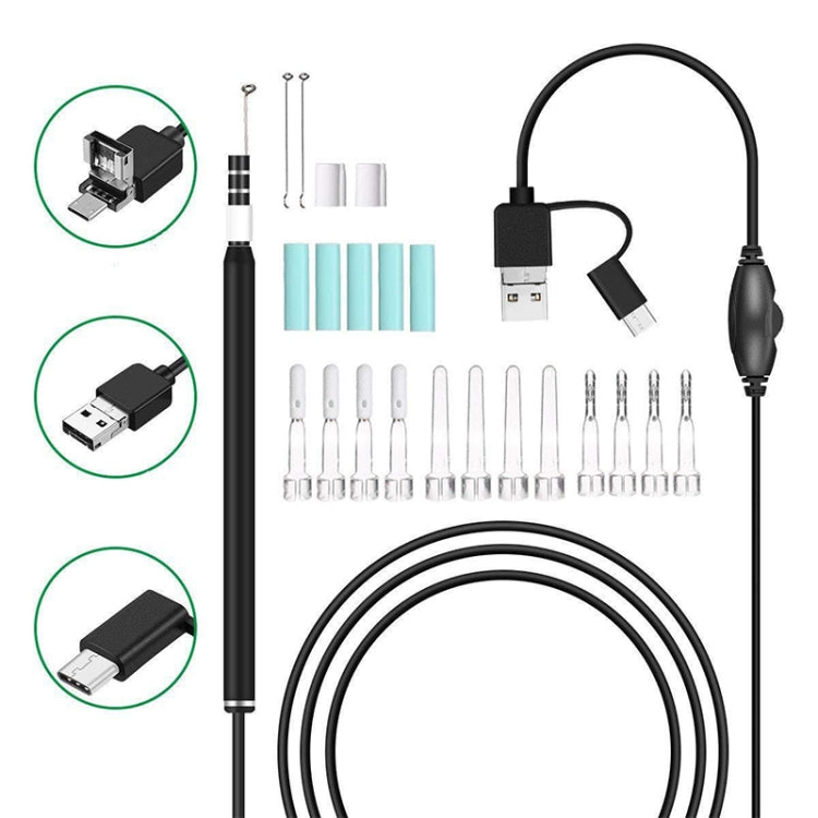 i95 3 in 1 USB Ear Scope Inspection HD 0.3MP Camera Visual Ear Spoon for OTG Android Phones & PC & MacBook, 1.75m Length Cable (Pink + White)