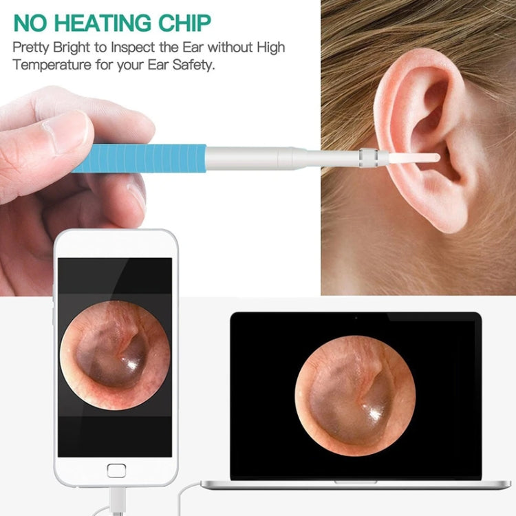 i95 3 in 1 USB Ear Scope Inspection HD 0.3MP Camera Visual Ear Spoon for OTG Android Phones & PC & MacBook, 1.75m Length Cable (Black)