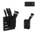 Stainless Steel Wall-mounted Kitchen Rack Hanging Kinfe Chopsticks Canister Holder (Black)