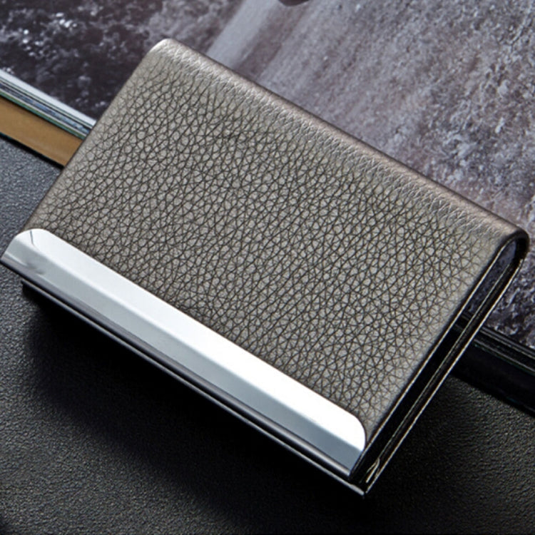 Lichi texture Business Card Holder Credit Card ID Case Holder(Grey)