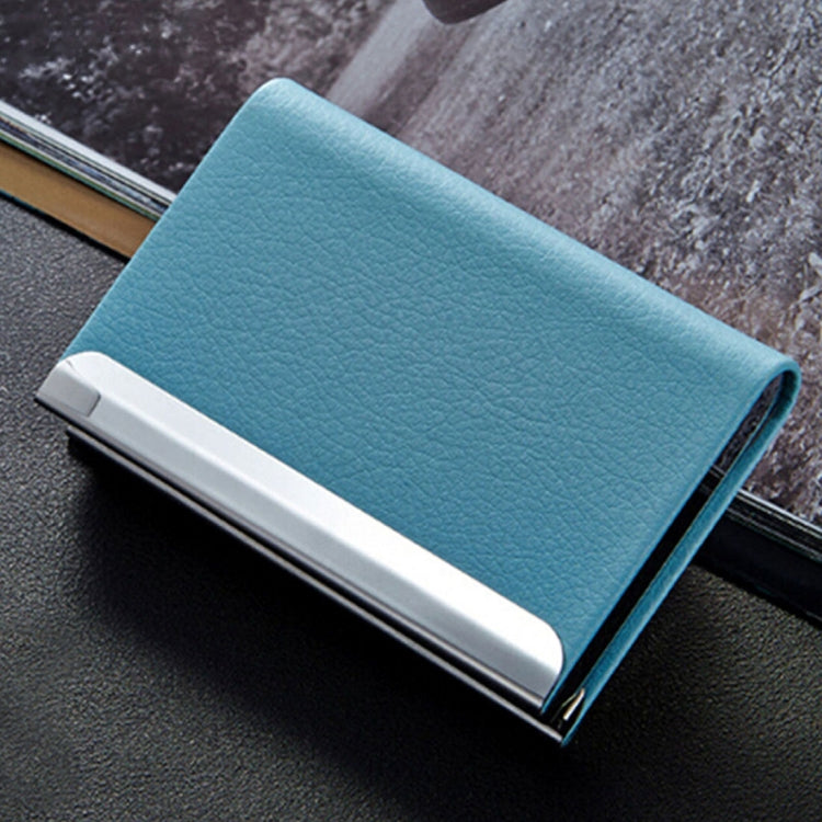 Lichi texture Business Card Holder Credit Card ID Case Holder(Blue)