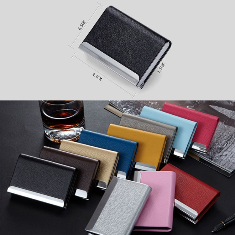 Lichi texture Business Card Holder Credit Card ID Case Holder(Blue)