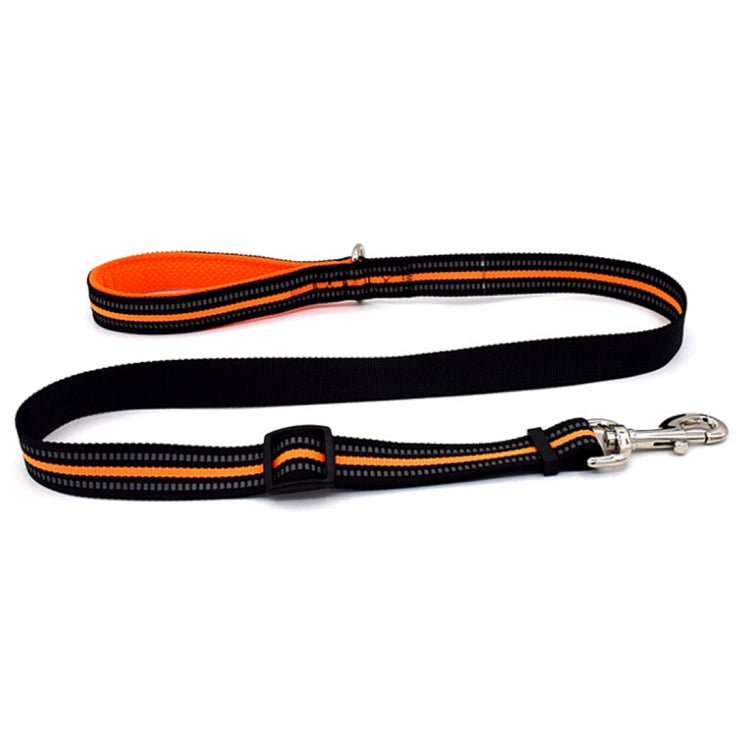 Pet Dogs Nylon Night Reflective Breathable Handheld Traction Lead Leash, Size: M, Adjustable Range: 2.5*(100-140cm)(Orange)