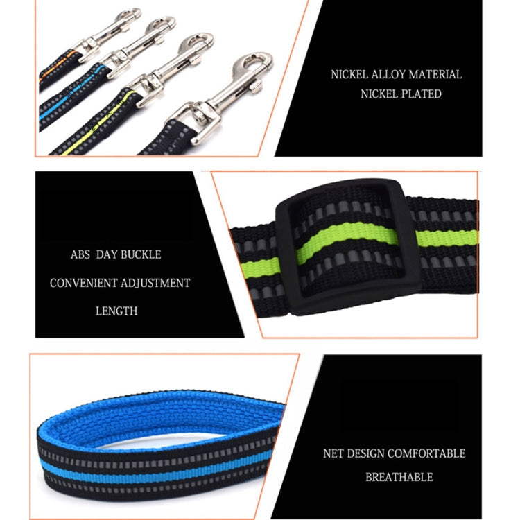 Pet Dogs Nylon Night Reflective Breathable Handheld Traction Lead Leash, Size: M, Adjustable Range: 2.5*(100-140cm)(Blue)