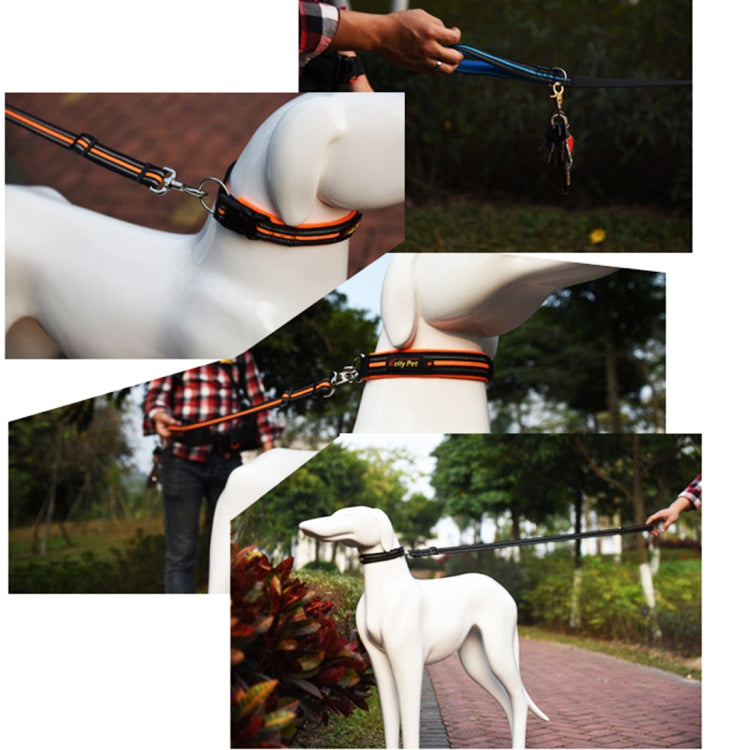 Pet Dogs Nylon Night Reflective Breathable Handheld Traction Lead Leash, Size: M, Adjustable Range: 2.5*(100-140cm)(Blue)