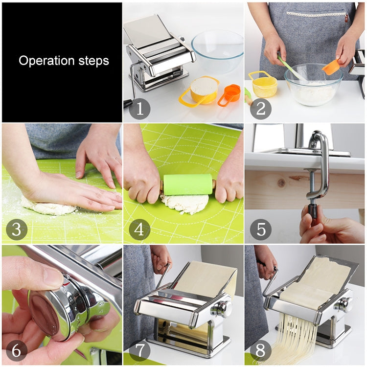 QF150 Household Kitchen Split Type Stainless Steel Manual Pressing Machine Pasta Machine (Red)