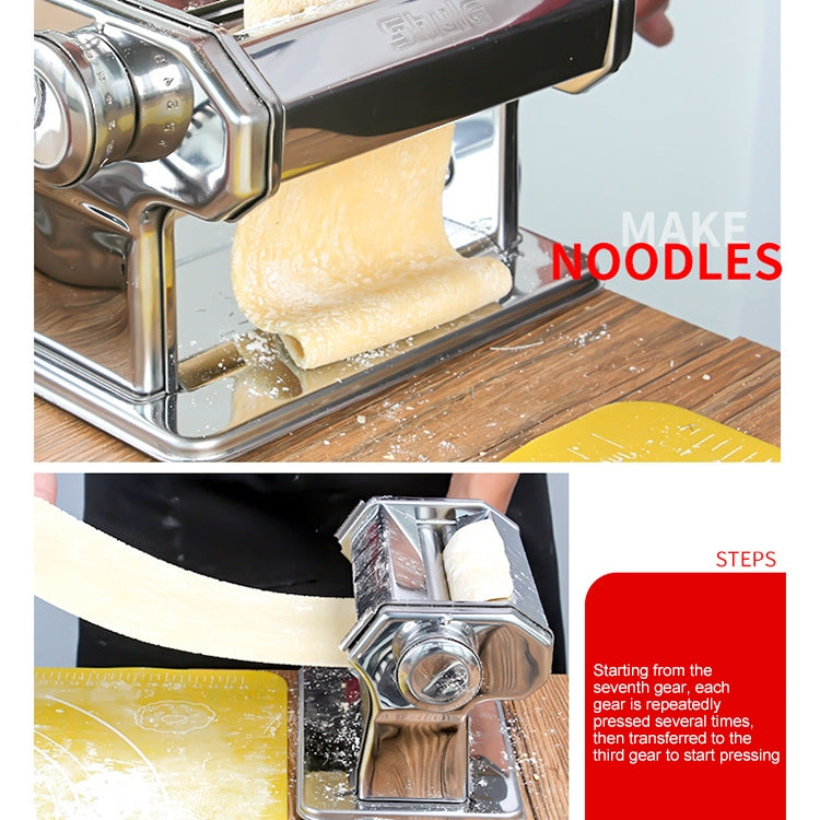QZ150 Household Kitchen Integrated Stainless Steel Manual Pressing Machine Pasta Machine (Silver)