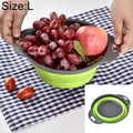 Creative Folding Vegetables Fruits Storage Basket Organizer Drain Basket, L, Size: 29.5*23.5*10cm (Green)