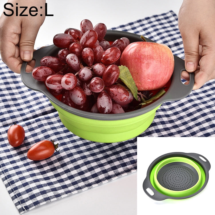 Creative Folding Vegetables Fruits Storage Basket Organizer Drain Basket, L, Size: 29.5*23.5*10cm (Green)