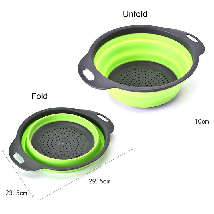 Creative Folding Vegetables Fruits Storage Basket Organizer Drain Basket, L, Size: 29.5*23.5*10cm (Green)