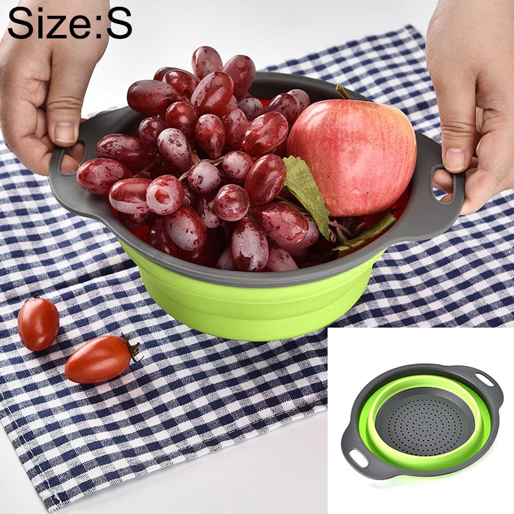 Creative Folding Vegetables Fruits Storage Basket Organizer Drain Basket, S, Size: 24.5*20*9cm (Green)