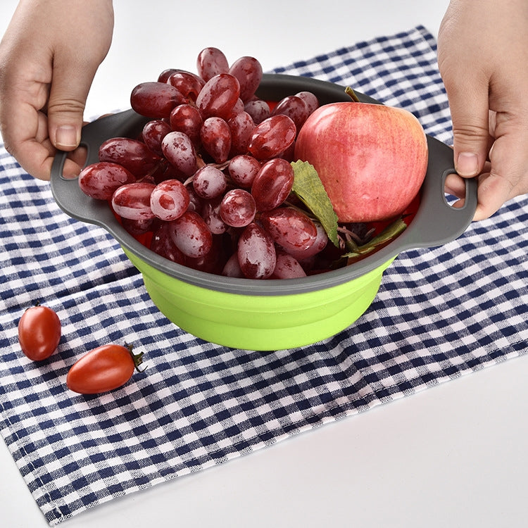 Creative Folding Vegetables Fruits Storage Basket Organizer Drain Basket, S, Size: 24.5*20*9cm (Green)
