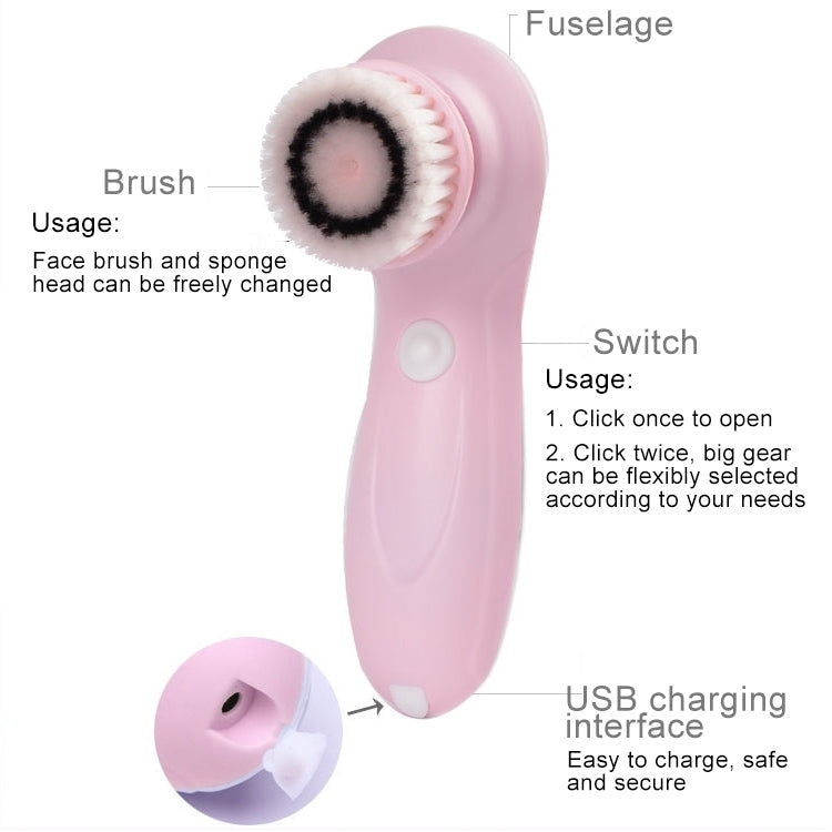 6 in 1 USB Charging Electronic Cleaning Face Beauty Instrument Pores Nose Blackhead Facial Cleansing Brush(Blue)