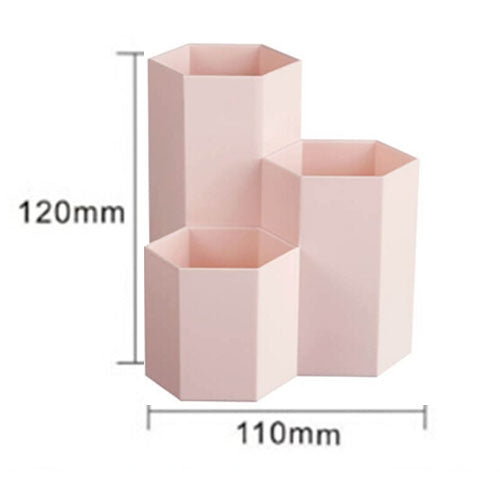 Creative Hexagon Pen Holder Stationery Cosmetics Storage Box(Pink)