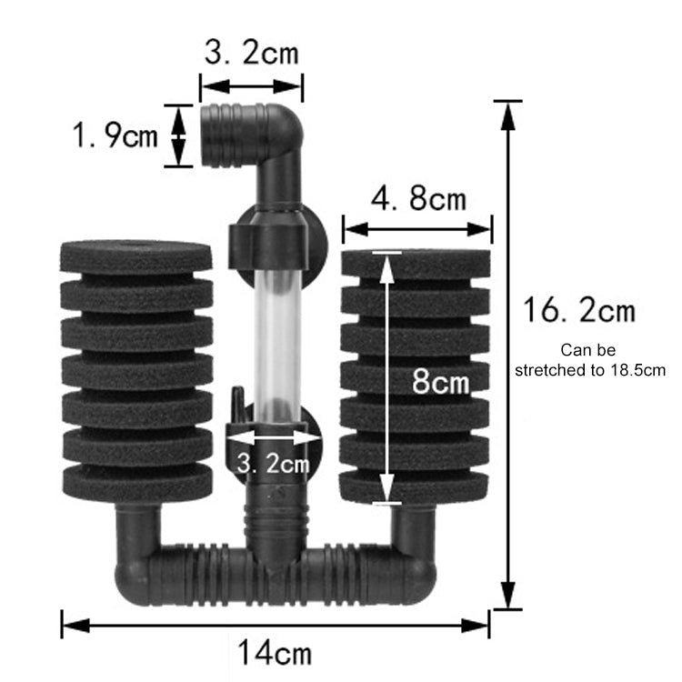 Wall-mounted Aquarium Mini Double Head Pneumatic Mute Biochemical Cotton Filter