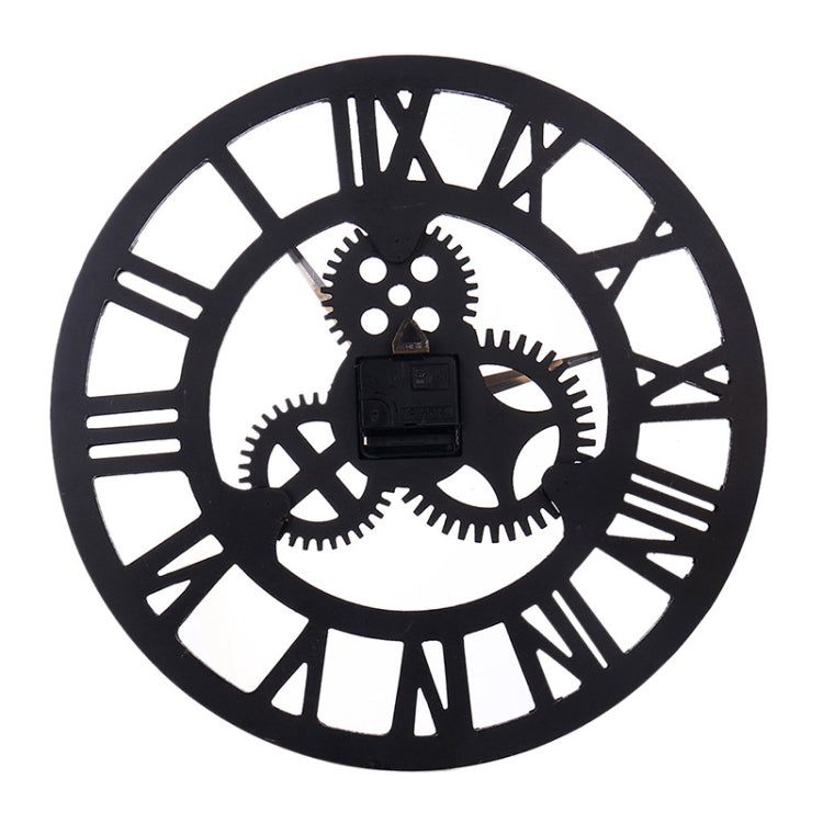 Retro Wooden Round Single-sided Gear Clock Rome Number Wall Clock, Diameter: 80cm(Gold)