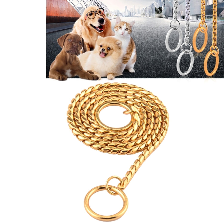 Pet Collars Pet Neck Strap Dog Neckband Snake Chain Dog Chain  Solid  Metal Chain Dog Collar，Length:40cm (Gold)