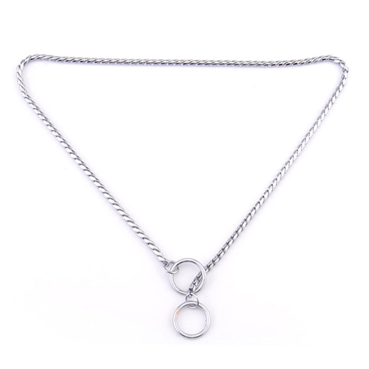 Pet Collars Pet Neck Strap Dog Neckband Snake Chain Dog Chain  Solid  Metal Chain Dog Collar，Length:50cm(Silver)
