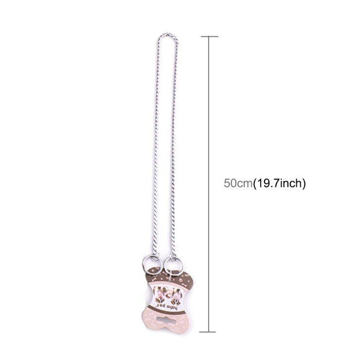 Pet Collars Pet Neck Strap Dog Neckband Snake Chain Dog Chain  Solid  Metal Chain Dog Collar，Length:50cm(Silver)