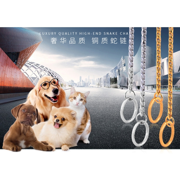 Pet Collars Pet Neck Strap Dog Neckband Snake Chain Dog Chain  Solid  Metal Chain Dog Collar，Length:60cm (Gold)